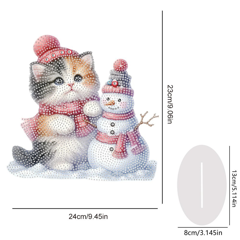 Special Shaped Acrylic Christmas Cat Diamond Painting Tabletop Ornament Snowman Christmas Decor Diamond Painting Desk Ornament