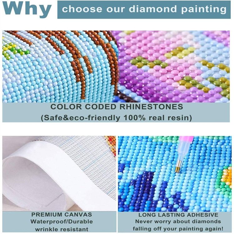 Colorful Cross Stitch Cartoon Picture Diamond Painting Kits for Adults and Kids Fabric Arts and Crafts for Beginners