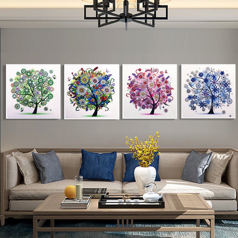 5d four seasons trees Home Decoration Shine Diamond Painting DIY Diamond Craft
