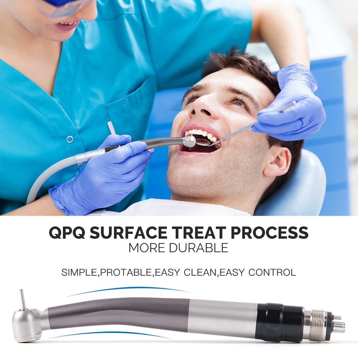 Azdent Dental High Speed Handpiece with 4 Port Spray and Ceramic Bearing