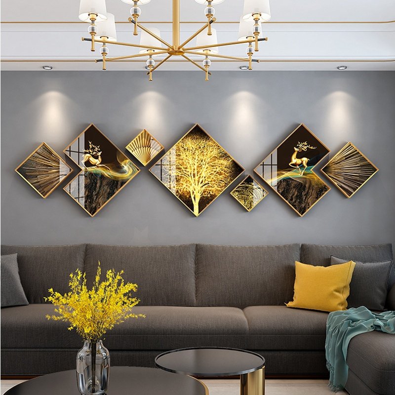 Diamond paintings japanese style motivational aluminum frame decorative porcelain canvas painting and wall art for living room