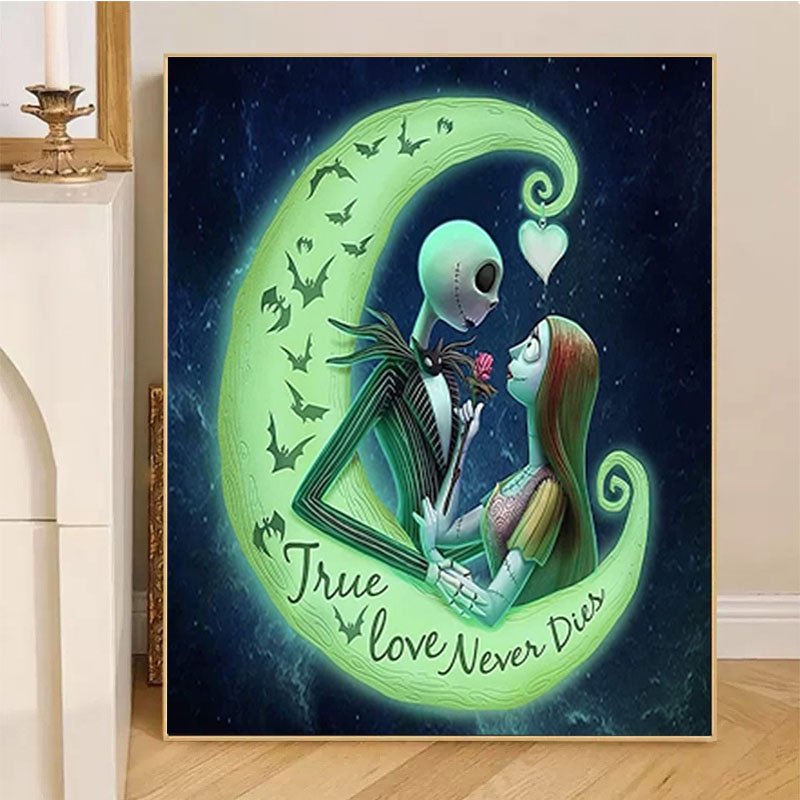 The Nightmare Before Christmas Halloween Jack and Sally with Moon diamond dot painting 5d diy diamond painting Home Wall Decor