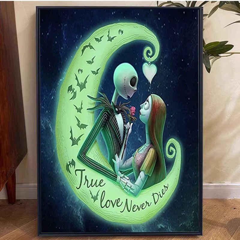 The Nightmare Before Christmas Halloween Jack and Sally with Moon diamond dot painting 5d diy diamond painting Home Wall Decor