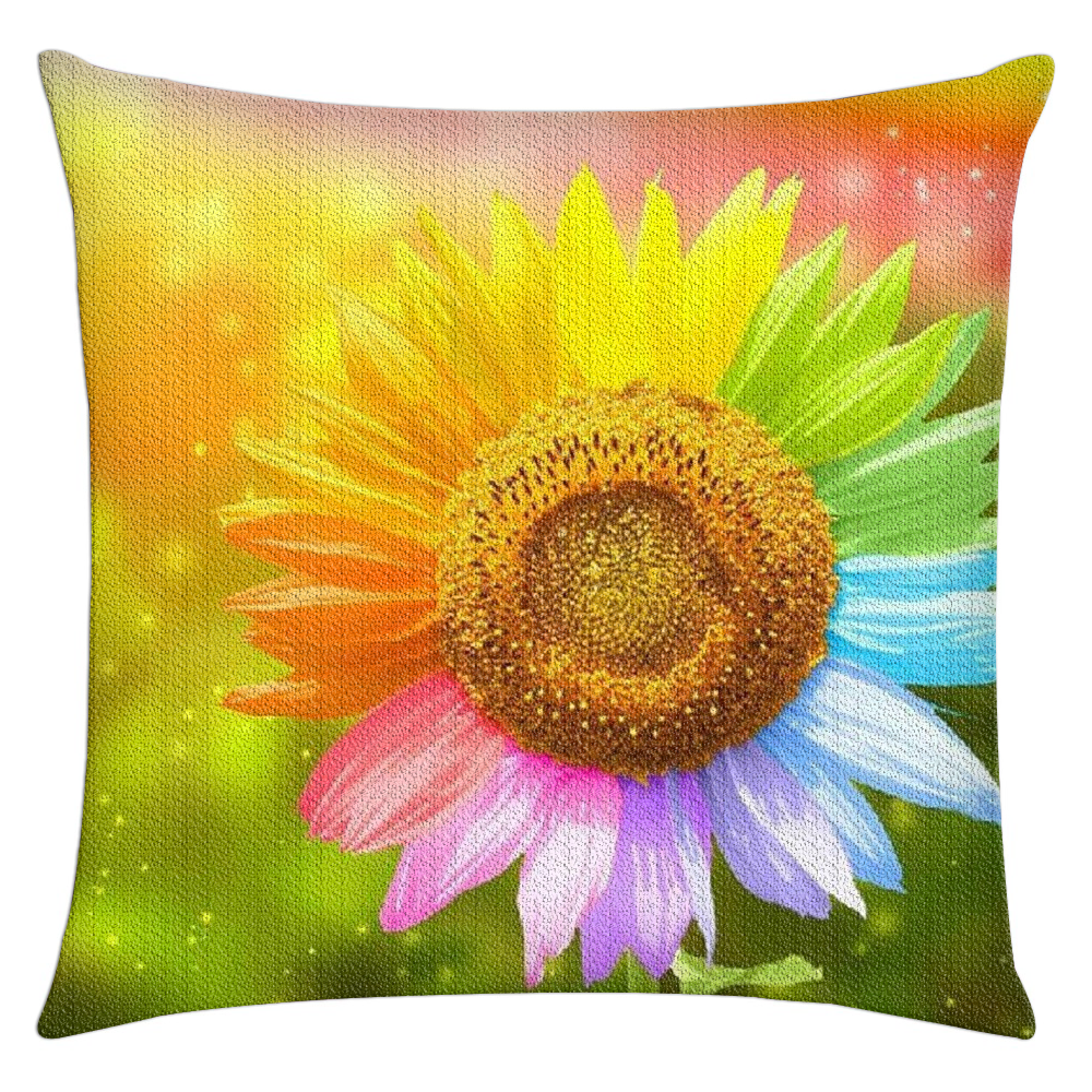 Painting Sunflower Diamond Embroidery pillow case Flower Diamond Cross Stitch Round Diamond Painting