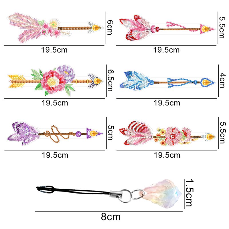Diamond Feather Shape Bookmark Crystal Pendant Unique Arrow Design DIY Diamond Crafts Gift for Friends