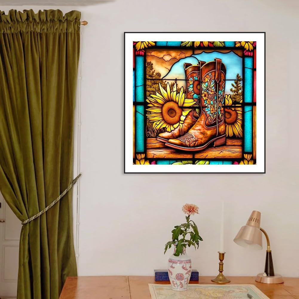Adult Diamond Painting Set 5DDIY Cartoon Style Sunflower Boots Painting wall hangings Home Wall Decoration Gift room accessories