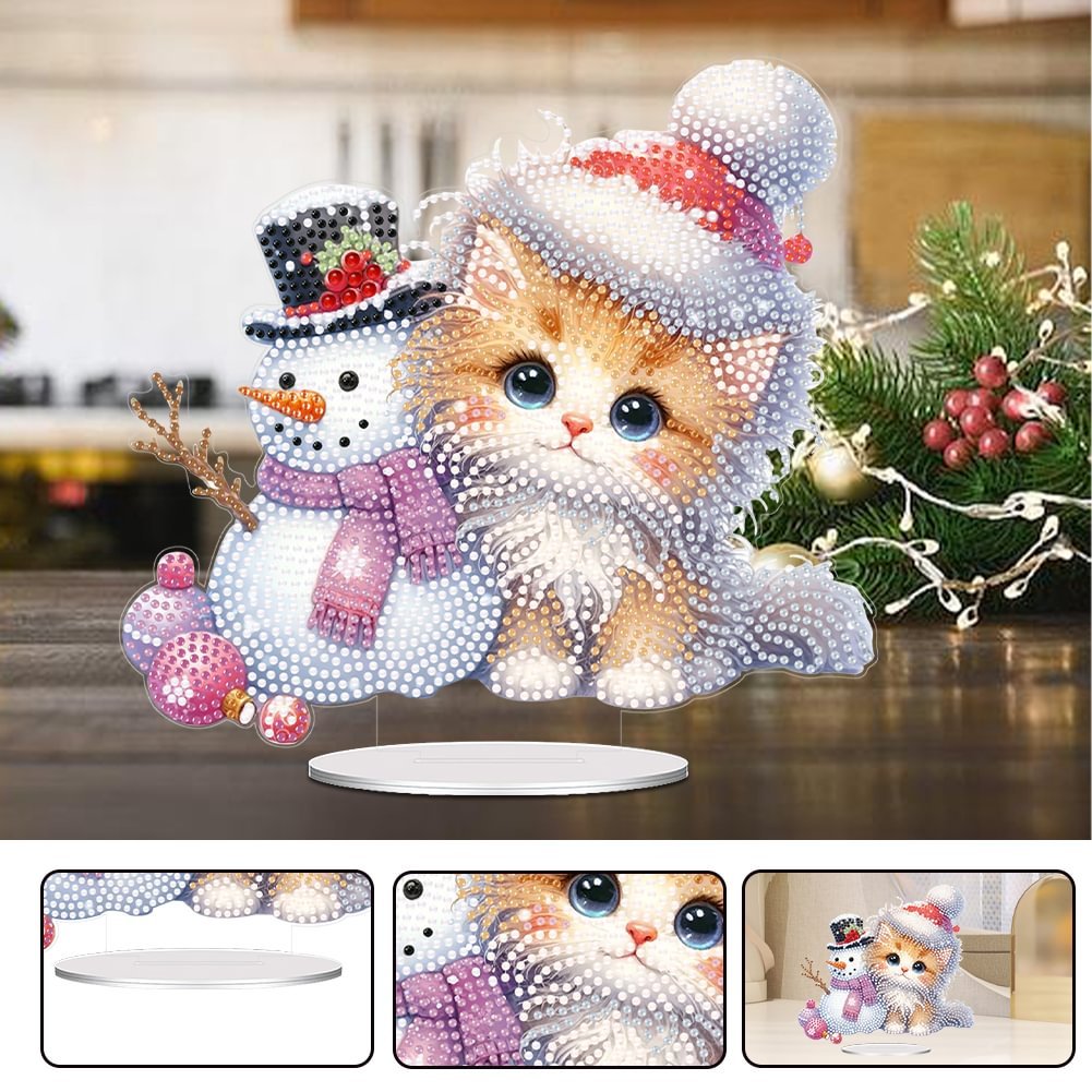 Custom DIY Snowman Special Shaped Diamond Painting Tabletop Ornament 5D Acrylic Diamond Painting Irregular Desk Ornament