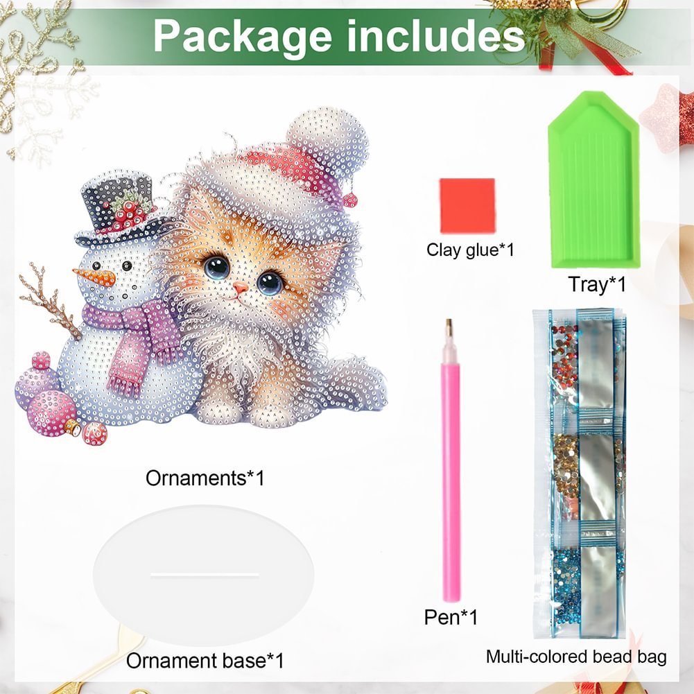 Custom DIY Snowman Special Shaped Diamond Painting Tabletop Ornament 5D Acrylic Diamond Painting Irregular Desk Ornament