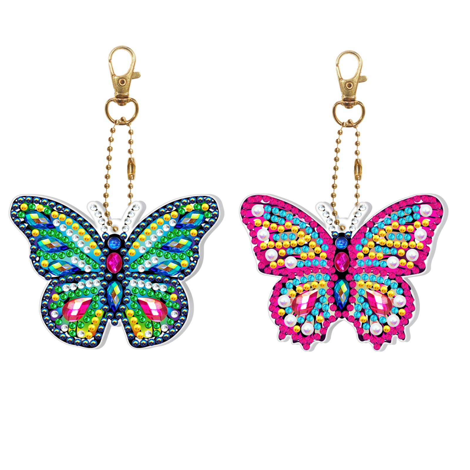 A-278 2pcs/set DIY LED Keychain Diamond Art Kits Factory Wholesale Cartoon Ornaments Diamond Painting Keychains for Kids Adults