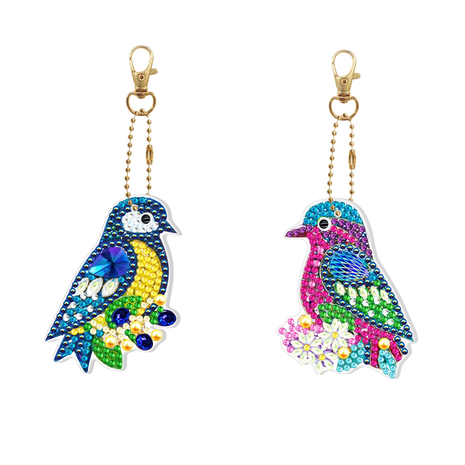 A-278 2pcs/set DIY LED Keychain Diamond Art Kits Factory Wholesale Cartoon Ornaments Diamond Painting Keychains for Kids Adults