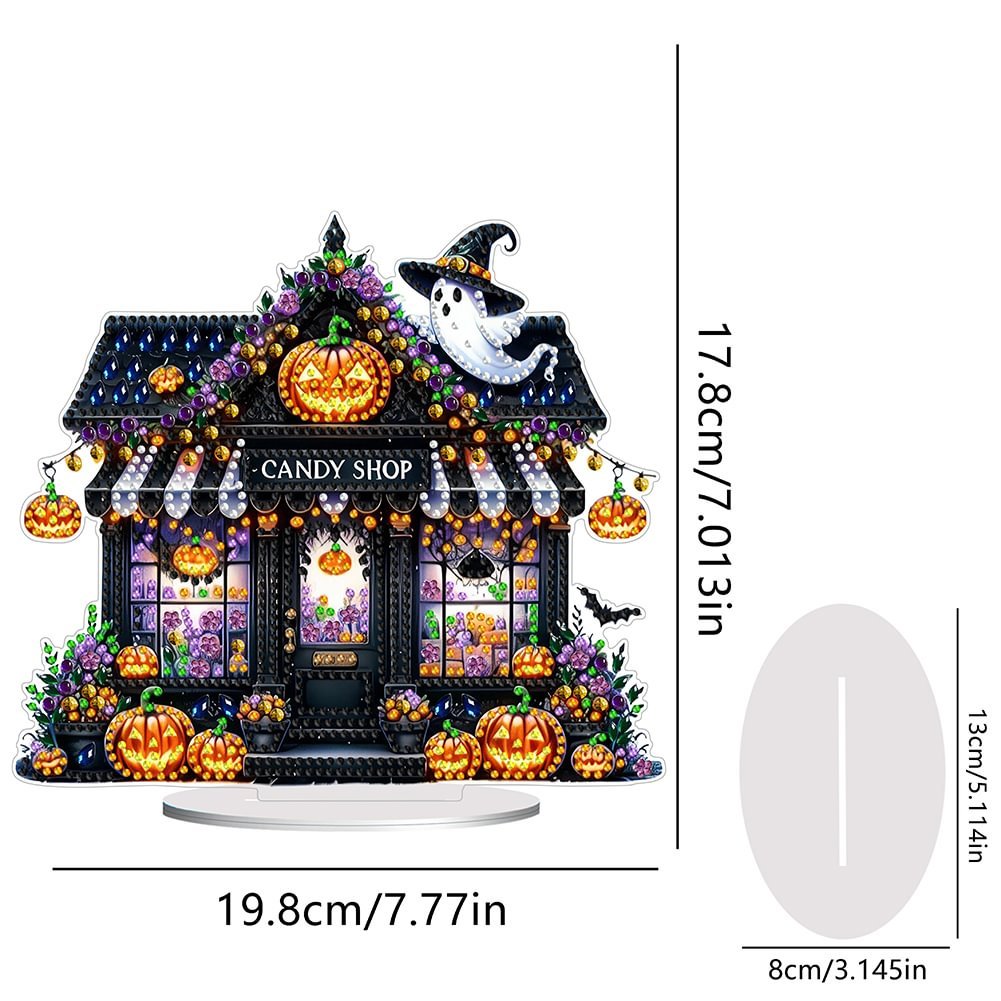 Diamond Dot Acrylic Halloween Haunted Shop 5D DIY Craft Ornament