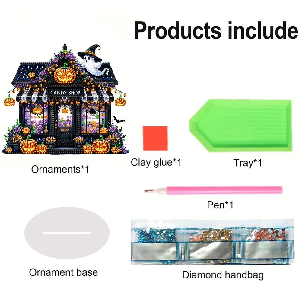 Diamond Dot Acrylic Halloween Haunted Shop 5D DIY Craft Ornament