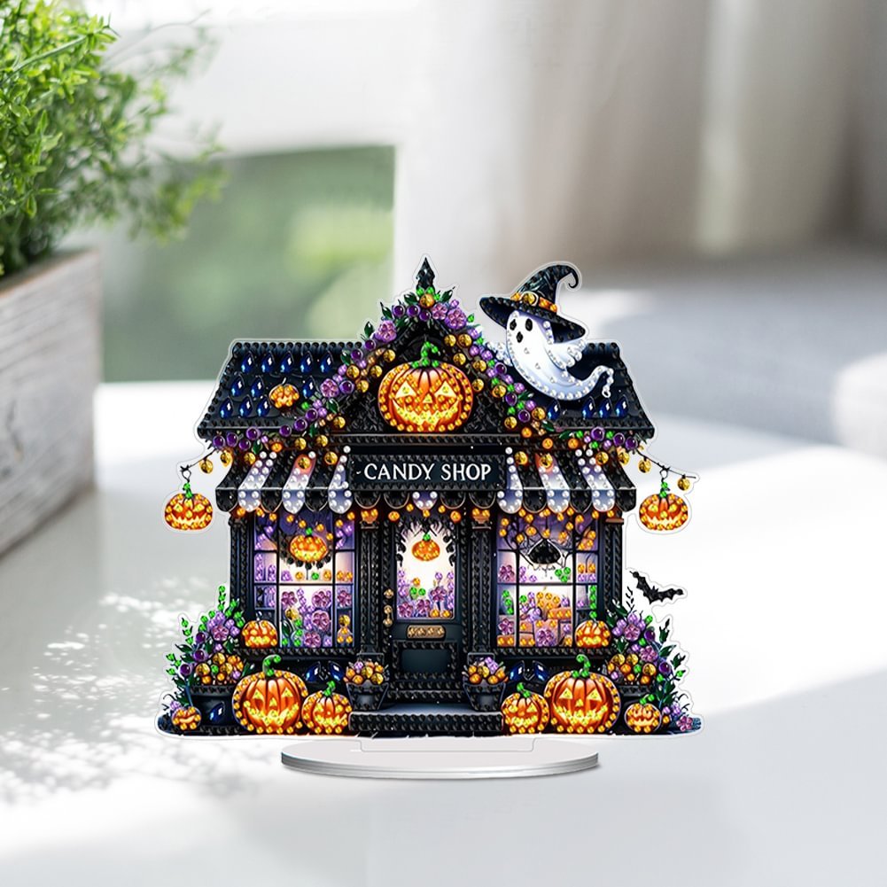 Diamond Dot Acrylic Halloween Haunted Shop 5D DIY Craft Ornament