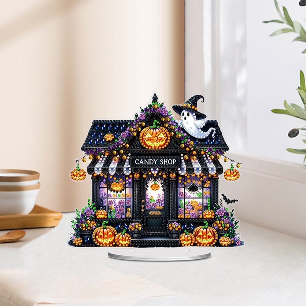 Diamond Dot Acrylic Halloween Haunted Shop 5D DIY Craft Ornament