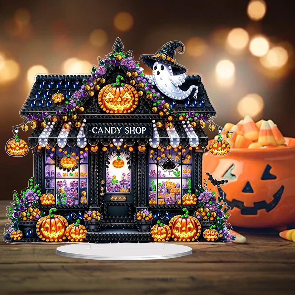 Diamond Dot Acrylic Halloween Haunted Shop 5D DIY Craft Ornament