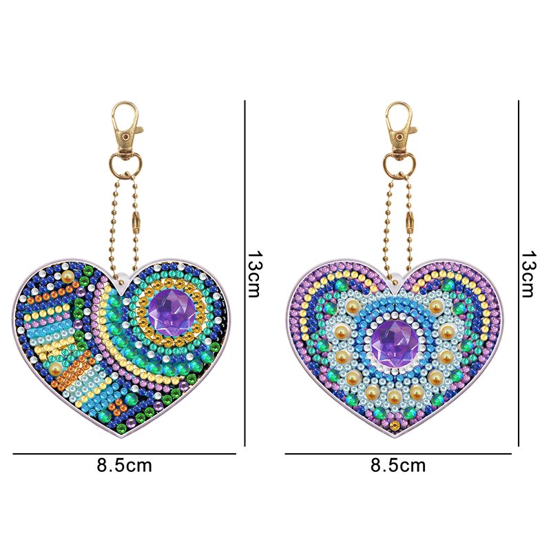 Factory Price Rhinestone Diamond Painting Keychain Heart Jewelry Bag Hanging Accessories Keychain Kit Crystal Pendant