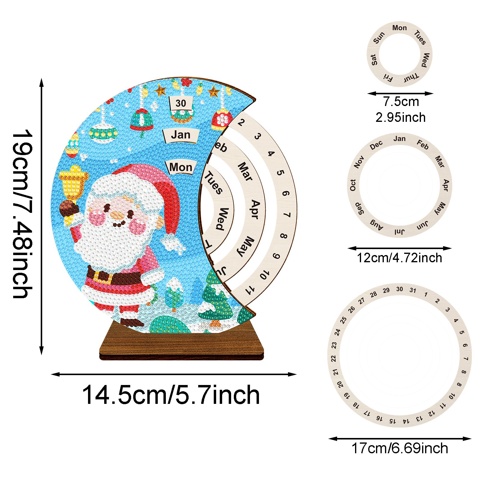 Christmas Tabletop Ornament Perpetual Calendar Diamond Painting Kit for Home Decor
