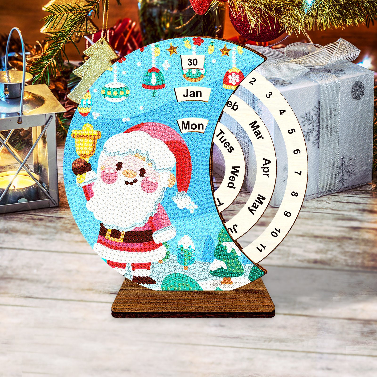 Christmas Tabletop Ornament Perpetual Calendar Diamond Painting Kit for Home Decor