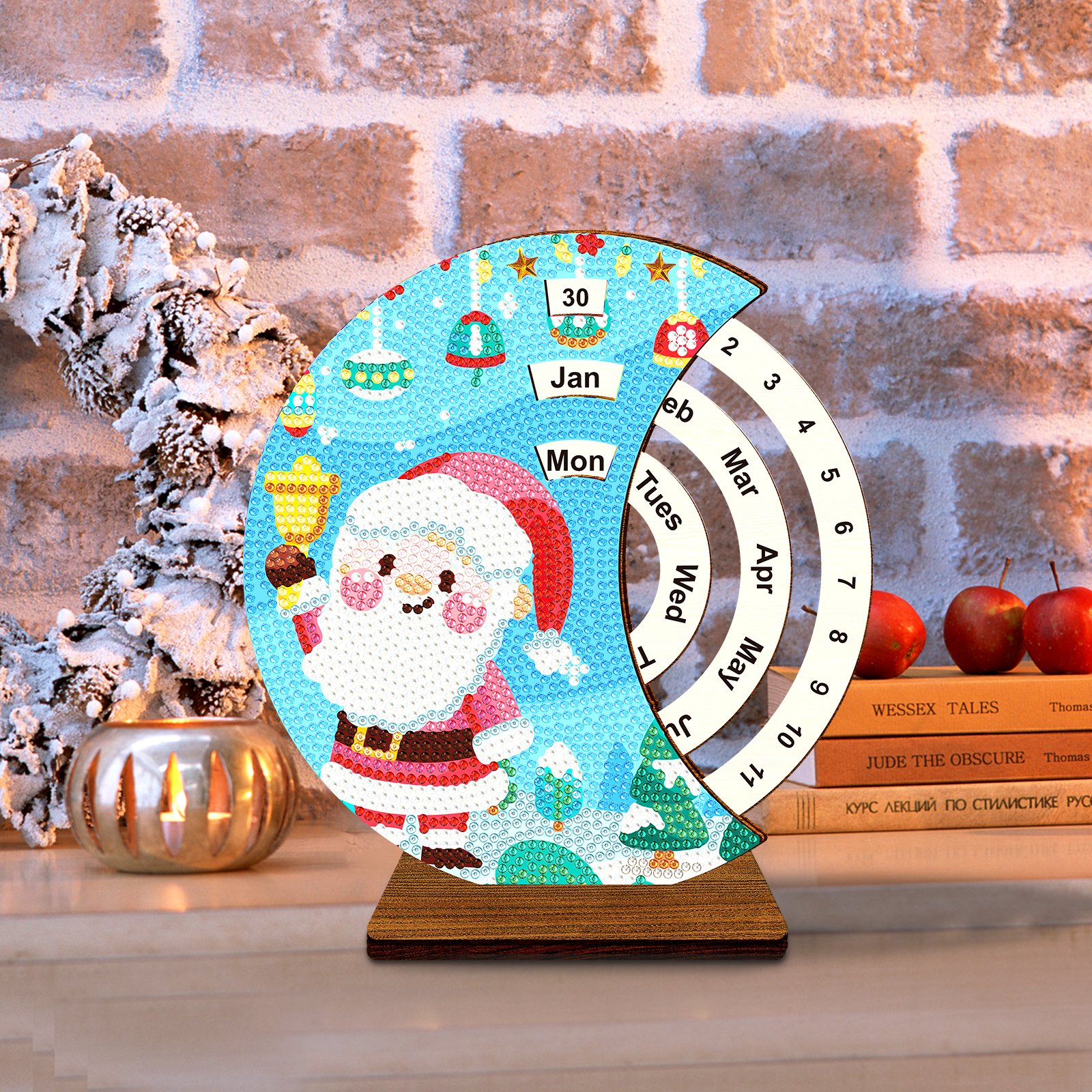 Christmas Tabletop Ornament Perpetual Calendar Diamond Painting Kit for Home Decor