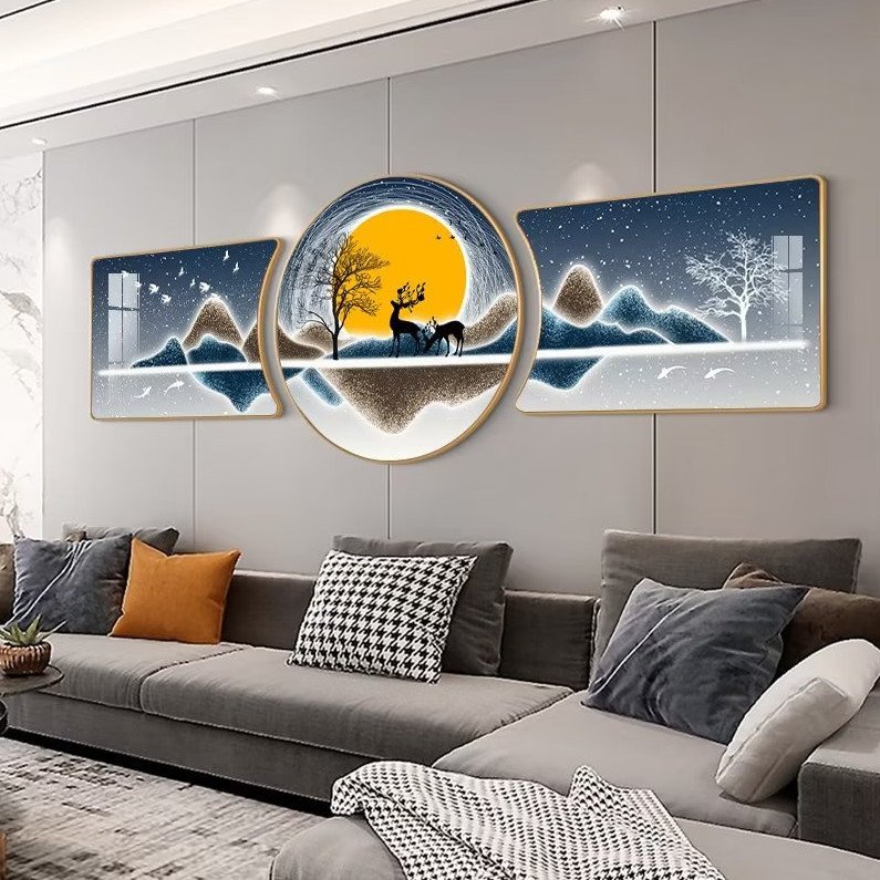Nordic Color 3 Piece Set Fashion Abstract Wall Art Living Room Home Decoration pvc frame crystal porcelain diamond painting