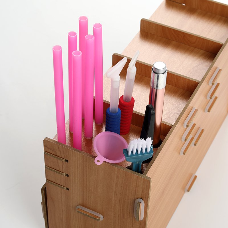 New Style Diamond Painting Tool Wooden Storage Tray Rack With Drawer For Point Drill Pen Accessories Place Tray Holder
