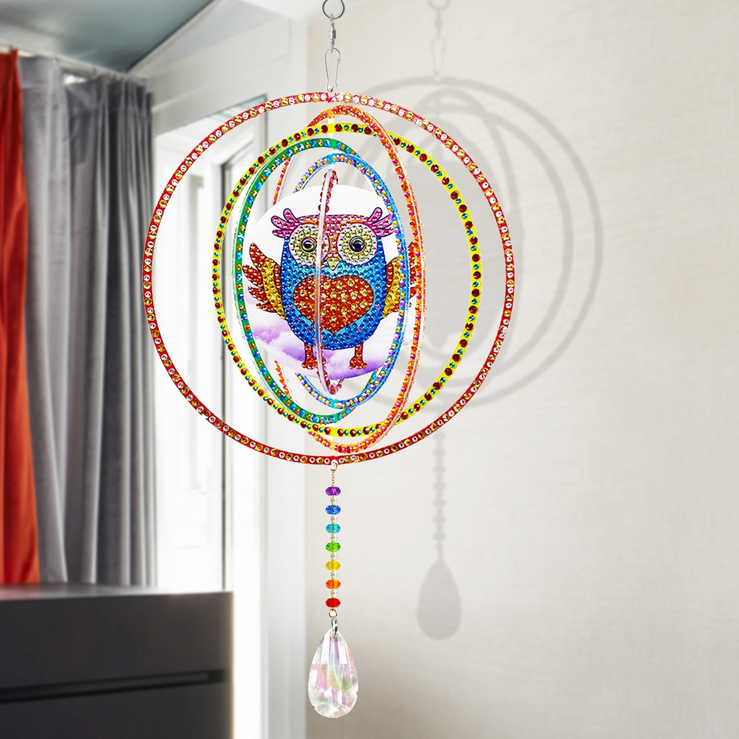 Hot Sale DIY Diamond Painting 5D Rotating Wind Chimes Ornaments Special Shaped Crystal Pendant Chimes Craft Home Decor