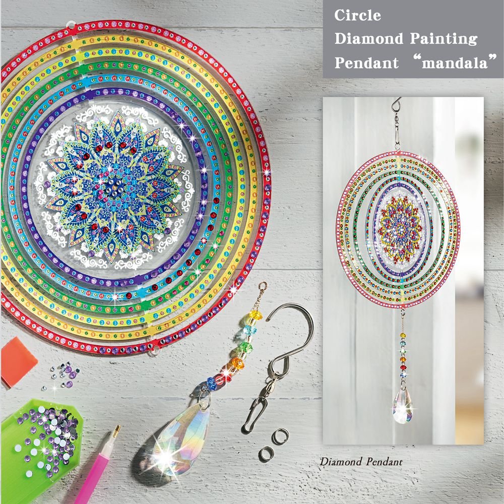 Hot Sale DIY Diamond Painting 5D Rotating Wind Chimes Ornaments Special Shaped Crystal Pendant Chimes Craft Home Decor