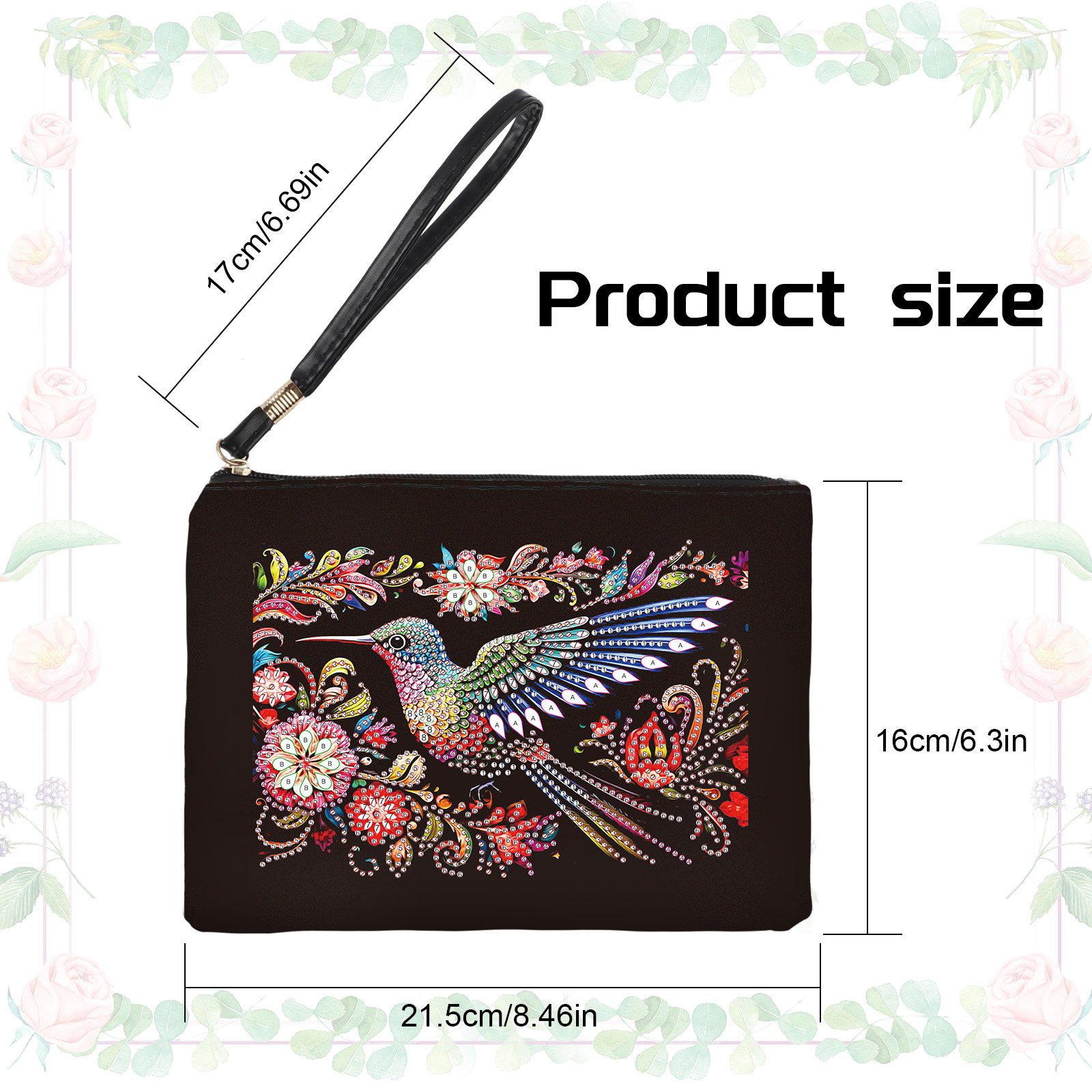Gift Idea with Diamond Art Handbag Wristlet Clutch Bag for Makeup