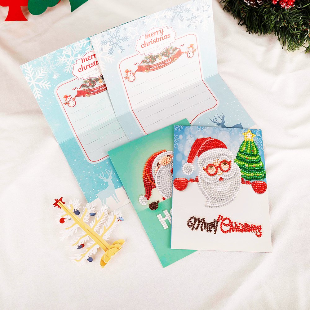 DIY 5D Diamond Painted Christmas Greeting Card Creative Painting Birthday Kid Gift DIY Diamond Painting Greeting Card