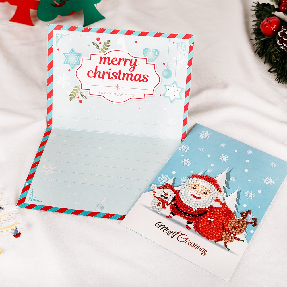 DIY 5D Diamond Painted Christmas Greeting Card Creative Painting Birthday Kid Gift DIY Diamond Painting Greeting Card
