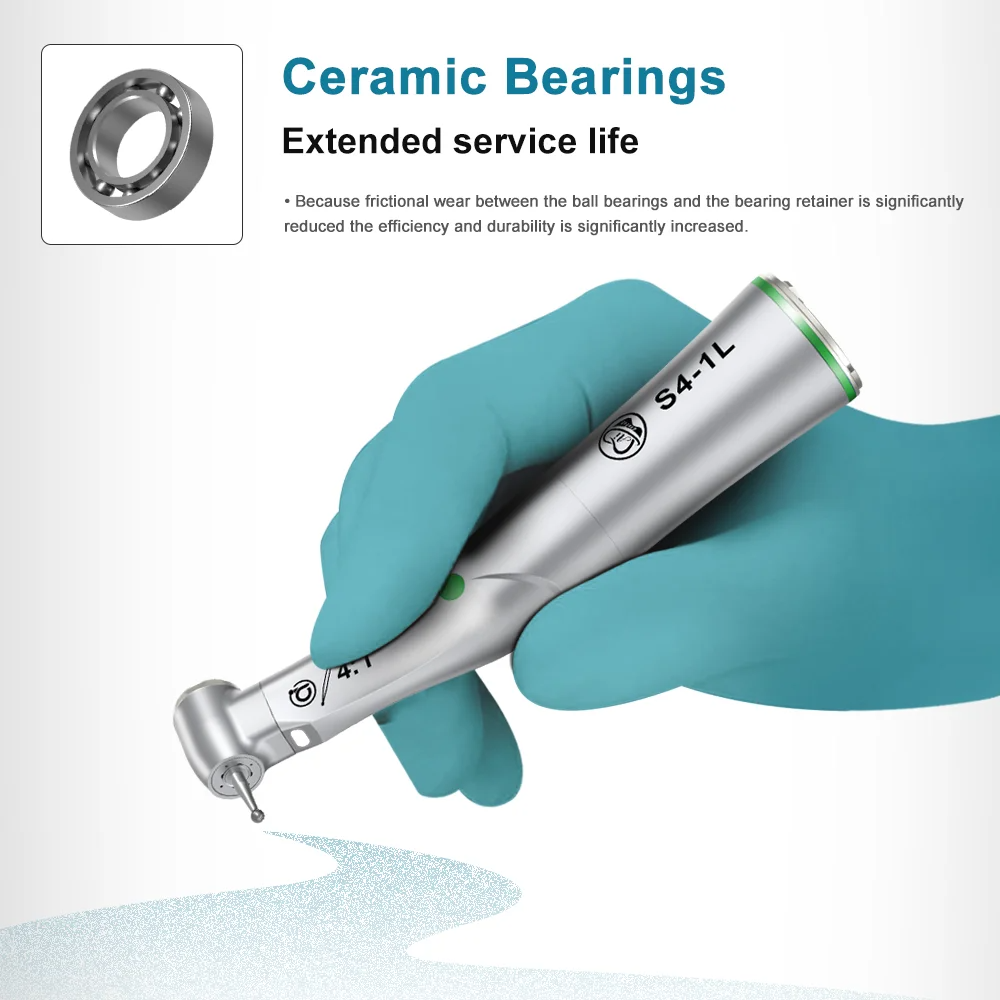 Dental Handpiece Contra Angle Low Speed 4:1 Optic Green Ring 4 Water Spray dentist equipment Smile Series S4-1L Dentist Stool