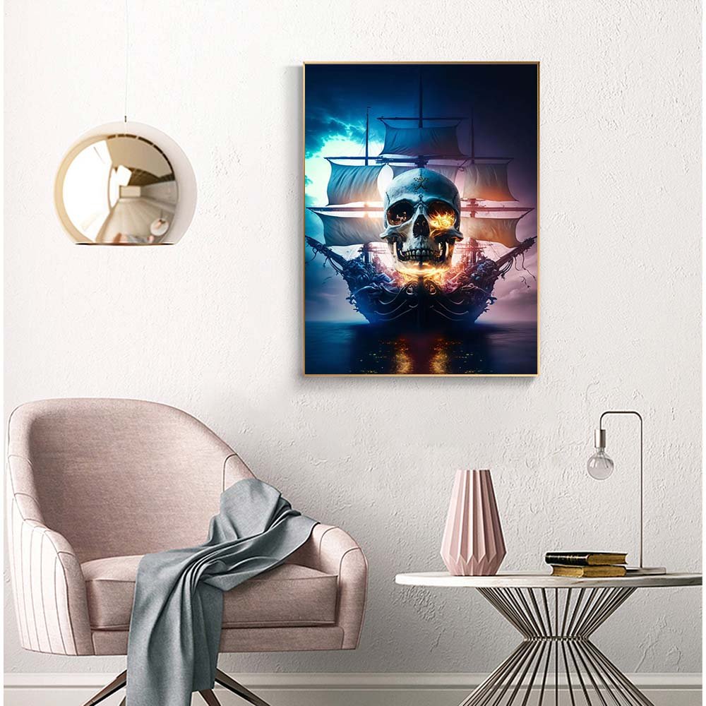 Round drill Skeleton Ship 5D Diamond Art Kit Beginner Crafts DIY Diamond Painting kit Artist Wall Decoration Christmas Gift