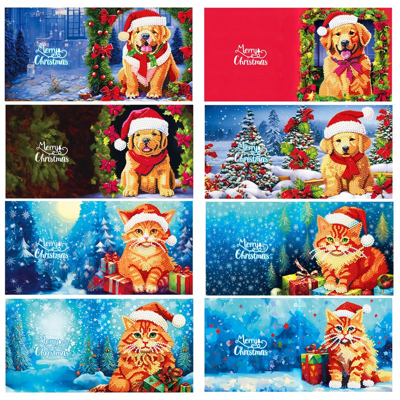 Christmas DIY Diamond Painting Greeting Card Santa Claus Postcard Children's New Year Embroidery Greeting Card Handmade Gift
