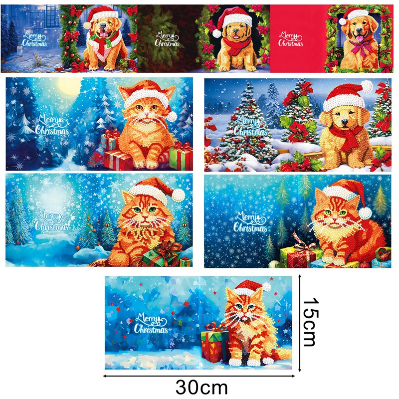 Christmas DIY Diamond Painting Greeting Card Santa Claus Postcard Children's New Year Embroidery Greeting Card Handmade Gift