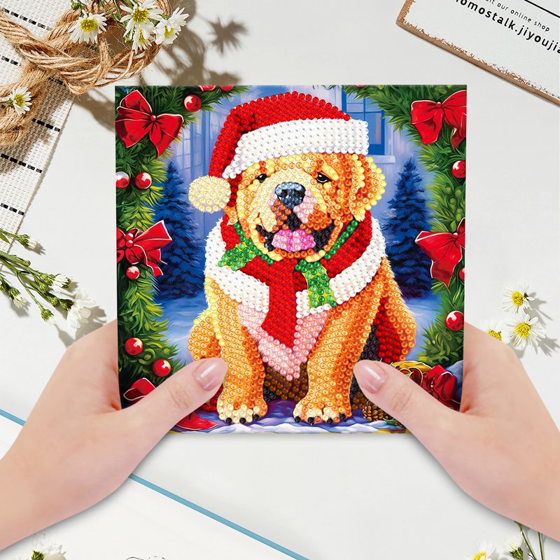 Christmas DIY Diamond Painting Greeting Card Santa Claus Postcard Children's New Year Embroidery Greeting Card Handmade Gift