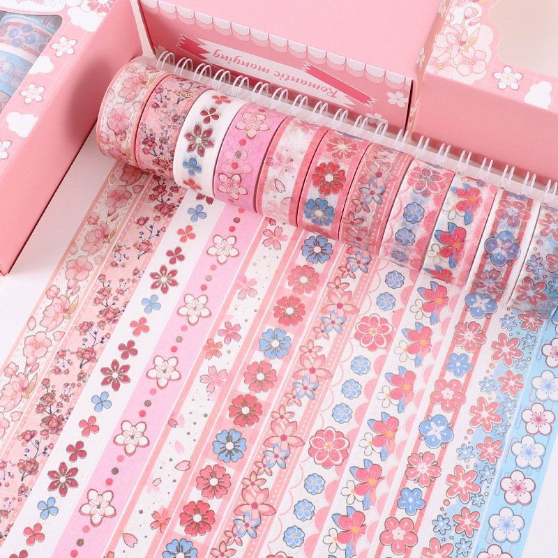 Sakura Washi Tape Set,Decorative Masking Tape,Pink Flower Washi Tapes for DIY Craft Scrapbooking Gift Wrapping