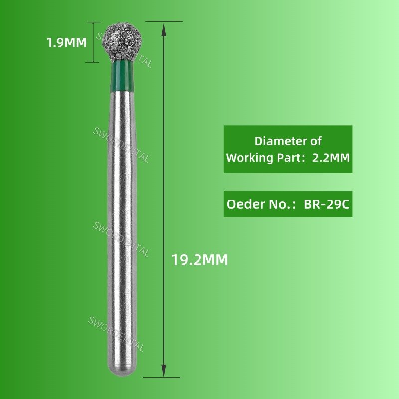 BR Type 10pcs Dental Burs Diamond Coarse Drill Ball Round FG 1.6mm Polishing Teeth for High Speed Handpiece