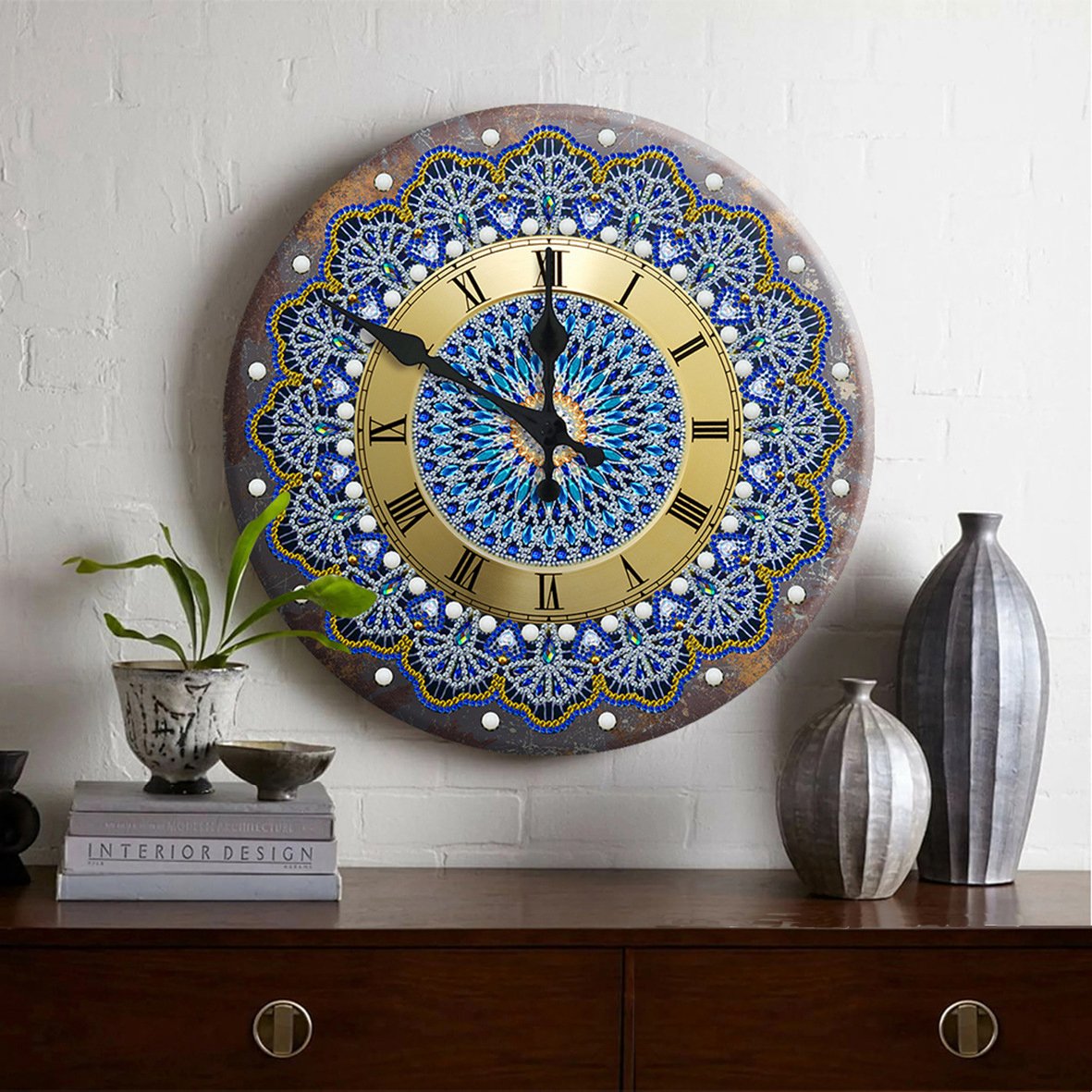 2021 Premium Quality Wall Hanging Wall Clock Diamond Painting Set Owl Diamond Painting Clock Kits