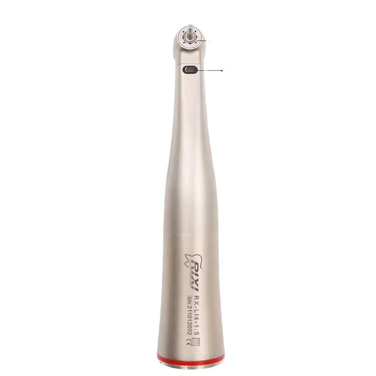 1:5 Contra Angle Fiber Optic Dental Handpiece Turbine CE Certificate High Speed Dental Handpiece Durable Steel Metal RIXI Golden