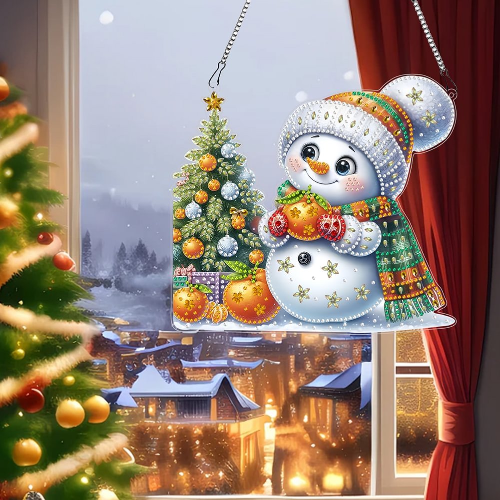 Wholesale Special Shaped Snowman Diamond Painting Hanging Ornament Christmas Decor Irregular Acrylic Diamond Painting Pendant