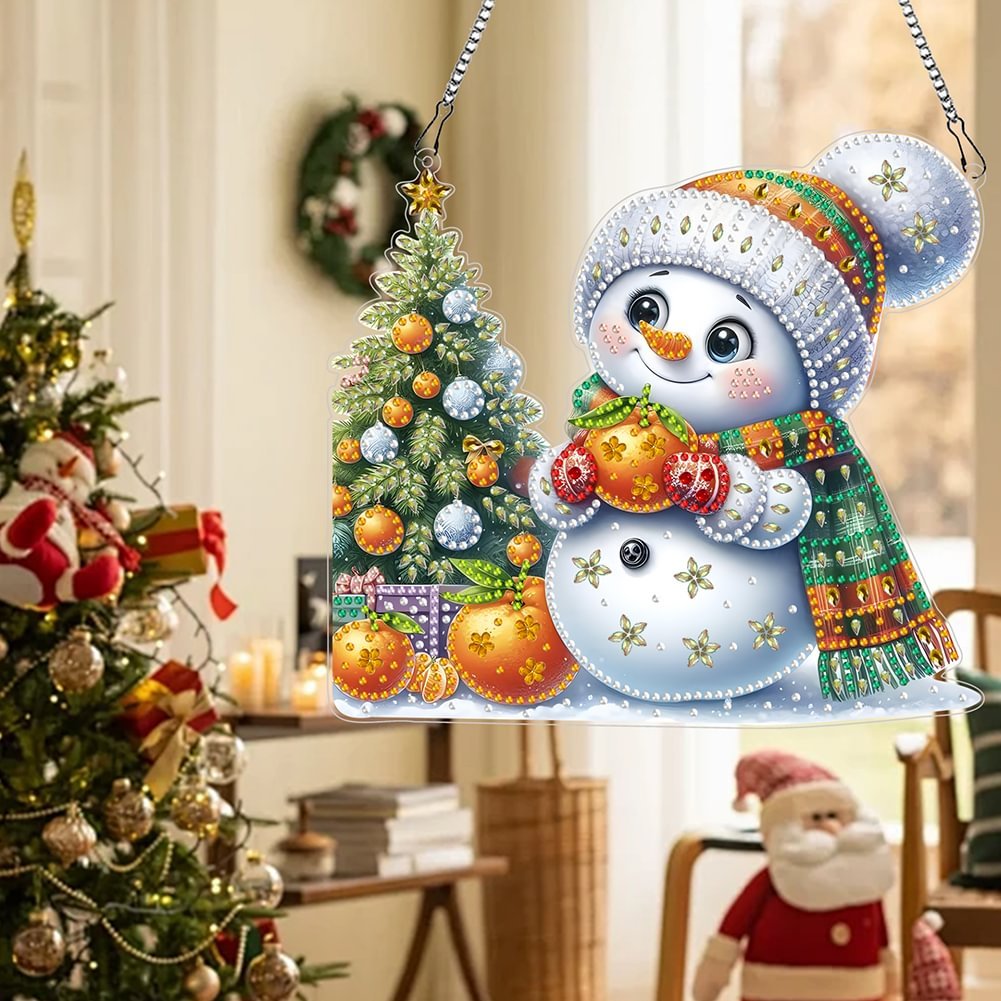 Wholesale Special Shaped Snowman Diamond Painting Hanging Ornament Christmas Decor Irregular Acrylic Diamond Painting Pendant