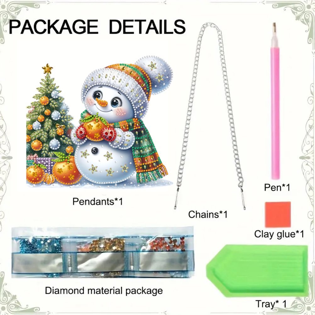 Wholesale Special Shaped Snowman Diamond Painting Hanging Ornament Christmas Decor Irregular Acrylic Diamond Painting Pendant