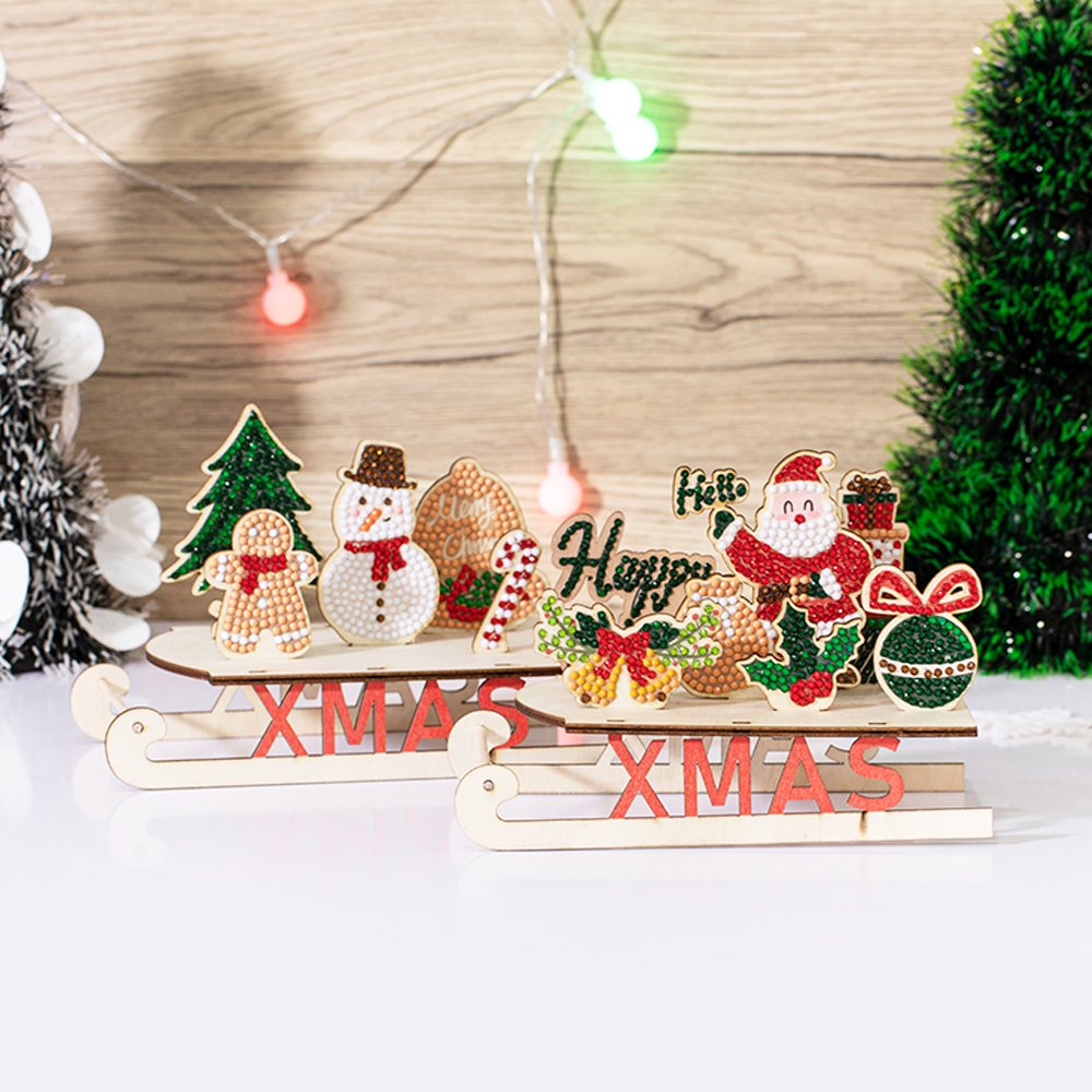 COOLEVE 5D DIY Diamond Art Mosaic Kit Handmade Santa Claus Drill Sled Car Desktop Ornaments Printed Animal Portrait Subjects