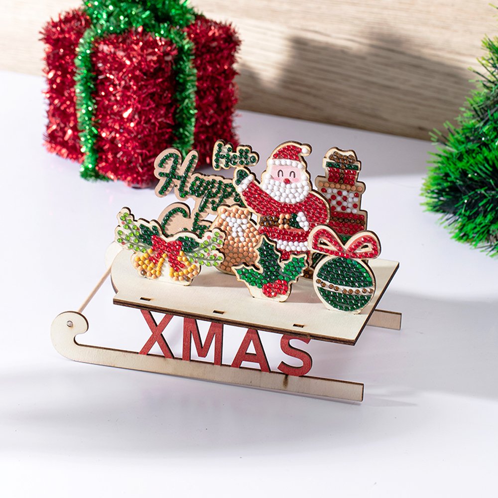 COOLEVE 5D DIY Diamond Art Mosaic Kit Handmade Santa Claus Drill Sled Car Desktop Ornaments Printed Animal Portrait Subjects