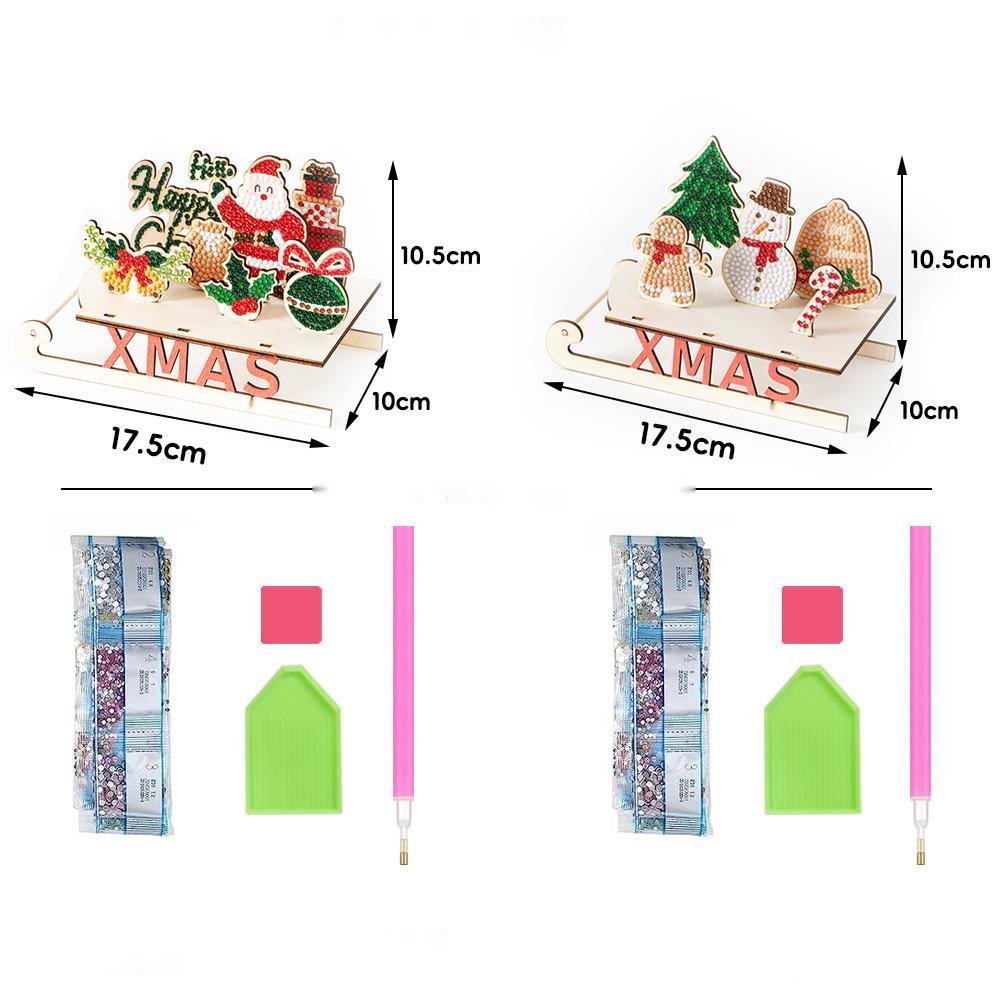 COOLEVE 5D DIY Diamond Art Mosaic Kit Handmade Santa Claus Drill Sled Car Desktop Ornaments Printed Animal Portrait Subjects