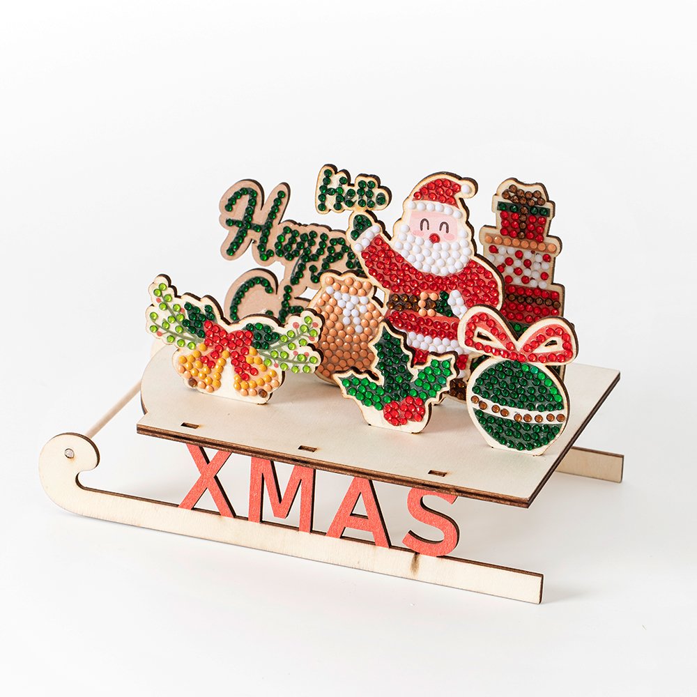 COOLEVE 5D DIY Diamond Art Mosaic Kit Handmade Santa Claus Drill Sled Car Desktop Ornaments Printed Animal Portrait Subjects