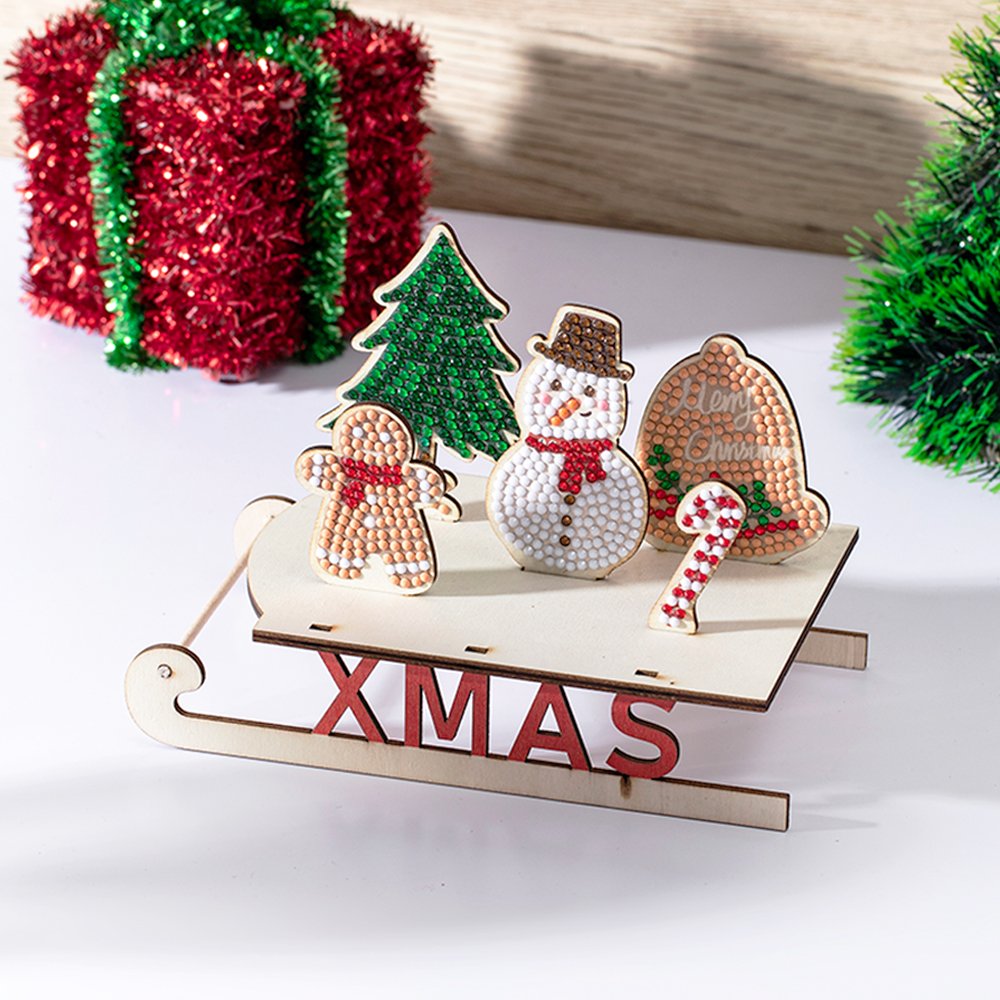 COOLEVE 5D DIY Diamond Art Mosaic Kit Handmade Santa Claus Drill Sled Car Desktop Ornaments Printed Animal Portrait Subjects