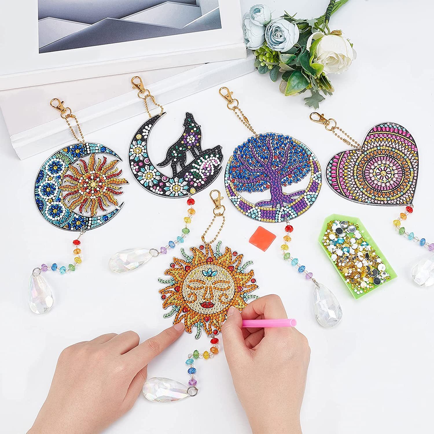 Diamond Painting Hanging Wind Chime Pendant Double Sided Acrylic Printed DIY Beaded Pendant Decorations Factory Supply