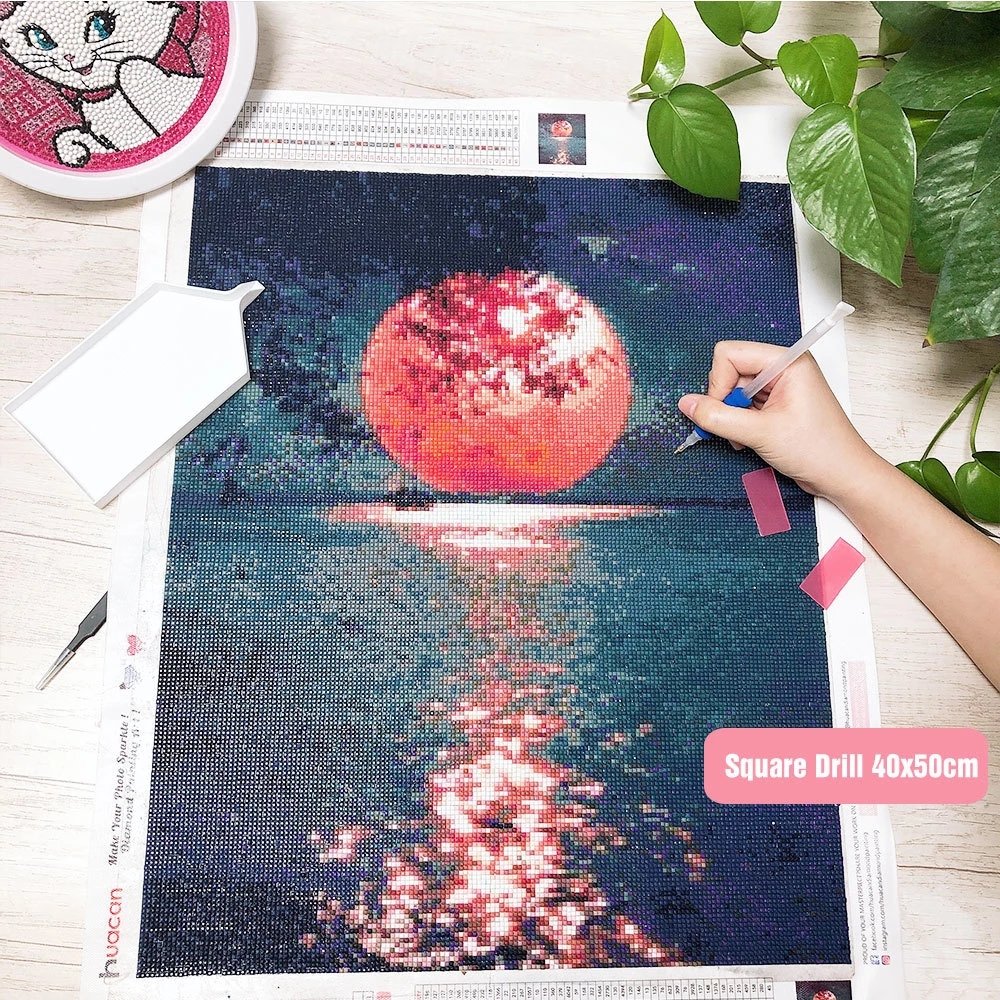 Huacan 5D Diamond Painting Kits AB Drills Photo To Custom Moon Landscape Wholesale Mosaic Painting