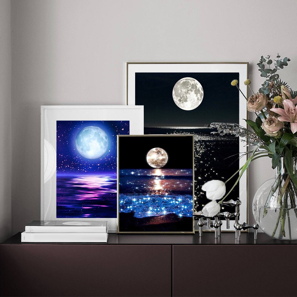 Huacan 5D Diamond Painting Kits AB Drills Photo To Custom Moon Landscape Wholesale Mosaic Painting